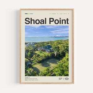 Shoal Point Print Schwarz und weiß, Shoal Point Wandkunst, Shoal Point Poster, Shoal Point Foto, Shoal Point Wanddekor, Shoal Point Karte