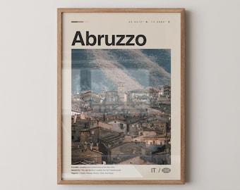 Abruzzo Print No 2, Abruzzo Wall Art, Abruzzo Poster, Abruzzo Photo, Abruzzo Wall Décor, Abruzzo Map, Italy