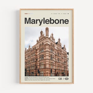 Marylebone Print Schwarzweiß, Marylebone Wandkunst, Marylebone Poster, Marylebone Foto, Marylebone Wanddekor, Marylebone Karte, London