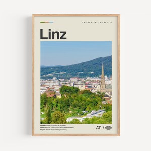 Linz Print Schwarz und weiß, Linz Wandkunst, Linz Poster, Linz Foto, Linz Wanddekor, Linz Karte, Österreich