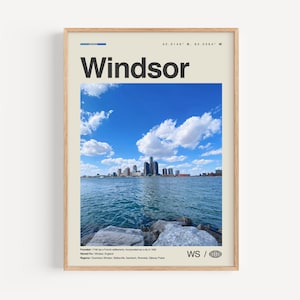 Windsor Print Schwarzweiß Kanada, Windsor Wandkunst, Windsor Poster, Windsor Foto, Windsor Wanddekoration, Windsor Karte, Ontario, Kanada