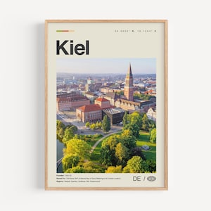 Kiel Print schwarz weiß, Kiel Wandbild, Kiel Poster, Kiel Foto, Kiel Wandbild, Kiel Karte, Deutschland