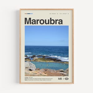 Maroubra Print Schwarz und Weiß, Maroubra Wandkunst, Maroubra Poster, Maroubra Foto, Maroubra Karte, Maroubra Dekor, New South Wales, Australien