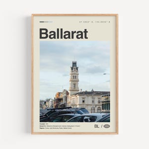 Ballarat Print Schwarz und weiß, Ballarat Wandkunst, Ballarat Poster, Ballarat Foto, Ballarat Wanddekoration, Ballarat Karte, Australien