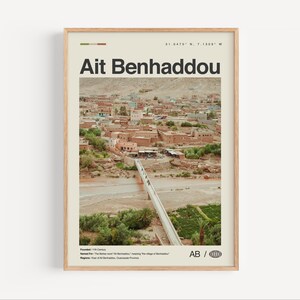 Impression Ait Benhaddou noir et blanc, art mural Ait Benhaddou, affiche Ait Benhaddou, photo Ait Benhaddou, carte Ait Benhaddou, Maroc