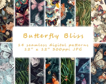 Butterfly Digital Paper, Seamless Pattern Set (Digital Download)