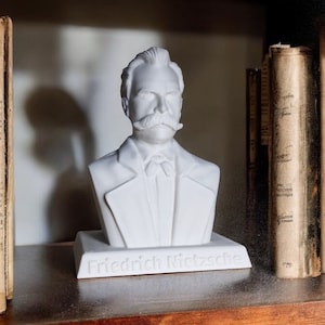 3D Printed Friedrich Nietzsche Bust – Philosopher Statue for Home Office Decor – Graduation Gift – Study, Bookshelf, Art Sculpture