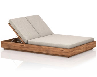 Bain de soleil en bois teck Tendance 2024, chaise lounge , relax transat en bois exotique ,mobilier de jardin ,piscine ,