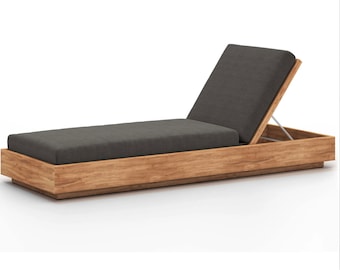 Teak wood sun lounger Trend 2024, lounge chair, relax deckchair in exotic wood, garden furniture, swimming pool,