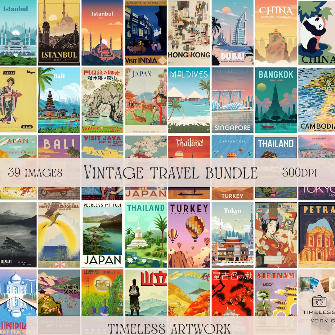 Vintage Asian Travel Posters / Vintage Travel Wall Art / Printable Art