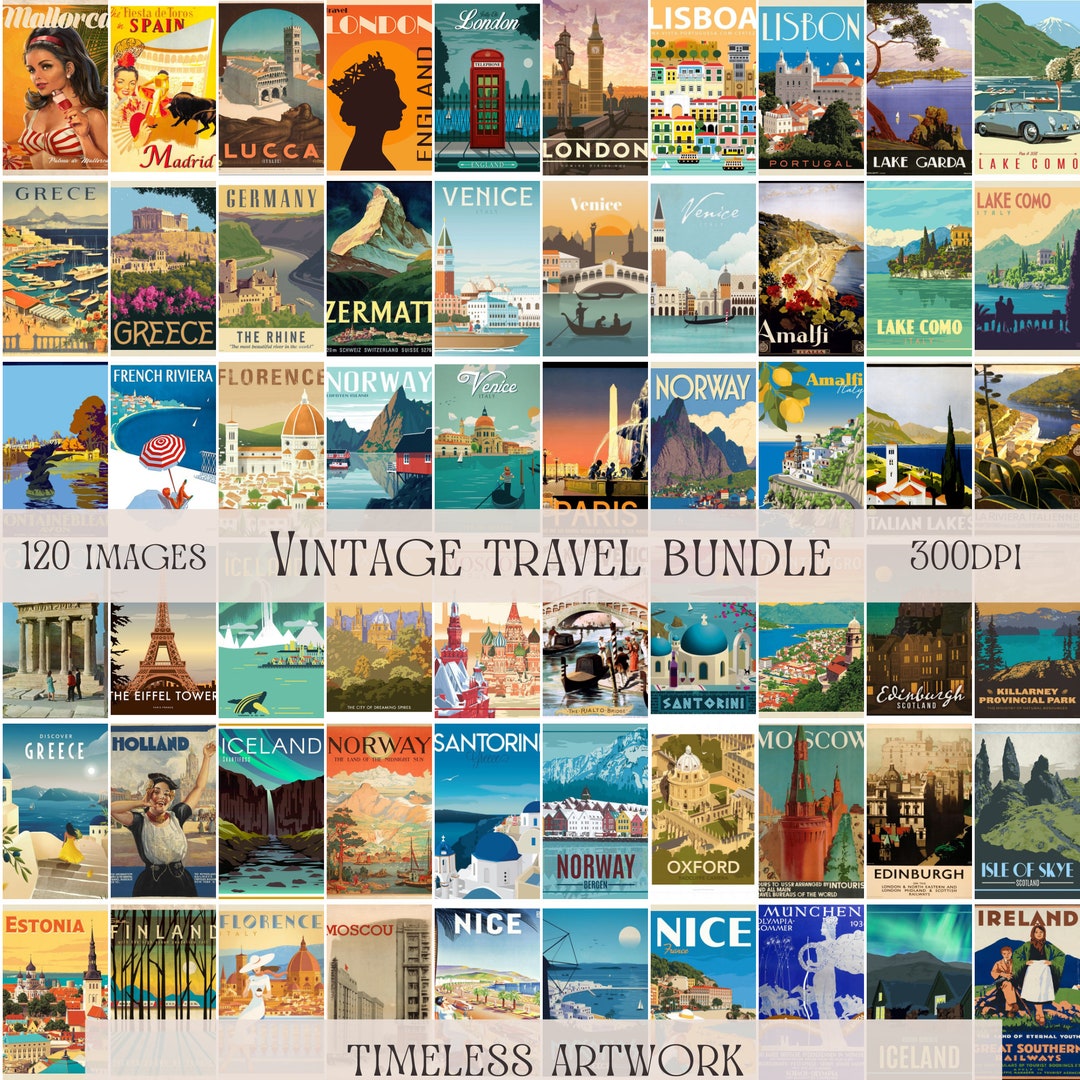 European Travel Posters Bundle Vintage Travel Wall Art - Etsy