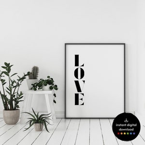 Minimalist Love Digital Print | Modern Wall Art | Simple Love Typography | Instant Download | Home Decor | Valentine&#39;s Gift | Printable Art