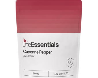 Cayenne Pepper Capsules - 10:1 Extract - 6000mg Equivalent Dose - 500mg x 120