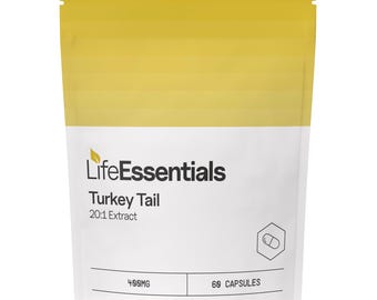 Turkey Tail Capsules - 20:1 Mushroom Extract - 8000mg Equivalent Dose - 400mg x 60