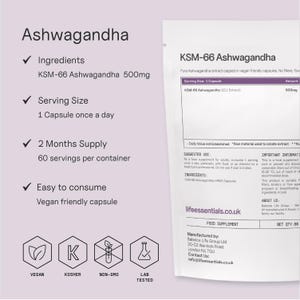 KSM-66® Ashwagandha - 12:1 Extract - 6000mg Equivalent Dose - 500mg x 60 image 3