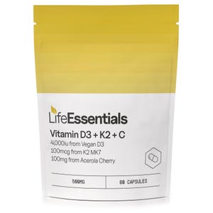 Life Essentials - Vitamin D3 + Vitamin K2 + Vitamin C - 500mg x 60 Capsules