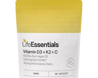 Vitamin D3 + K2 + C Kapseln - Immunsystem Unterstützung - 500 mg x 60