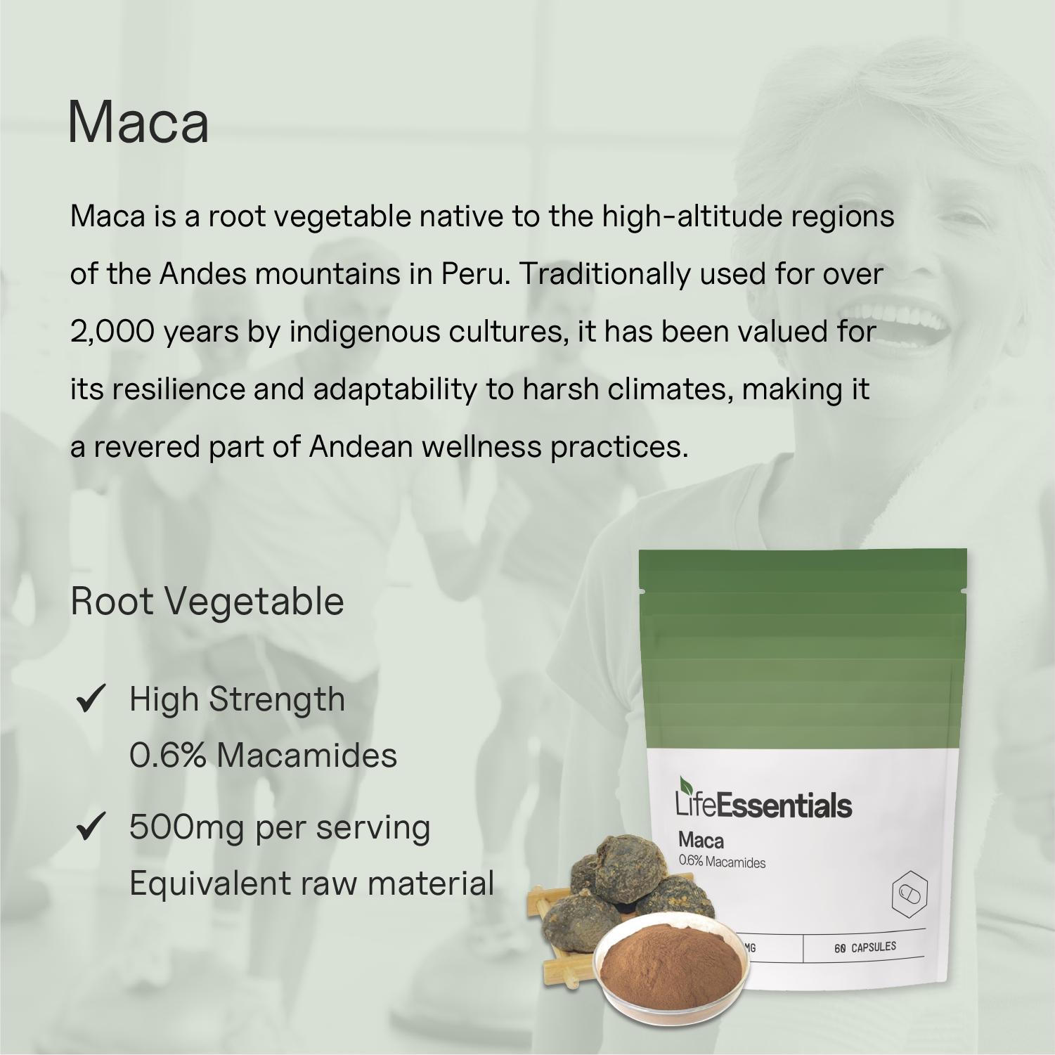 MACA High Dose Capsules 20:1 Extract - 6000mg, With Ashwagandha & Ginseng, Vegan