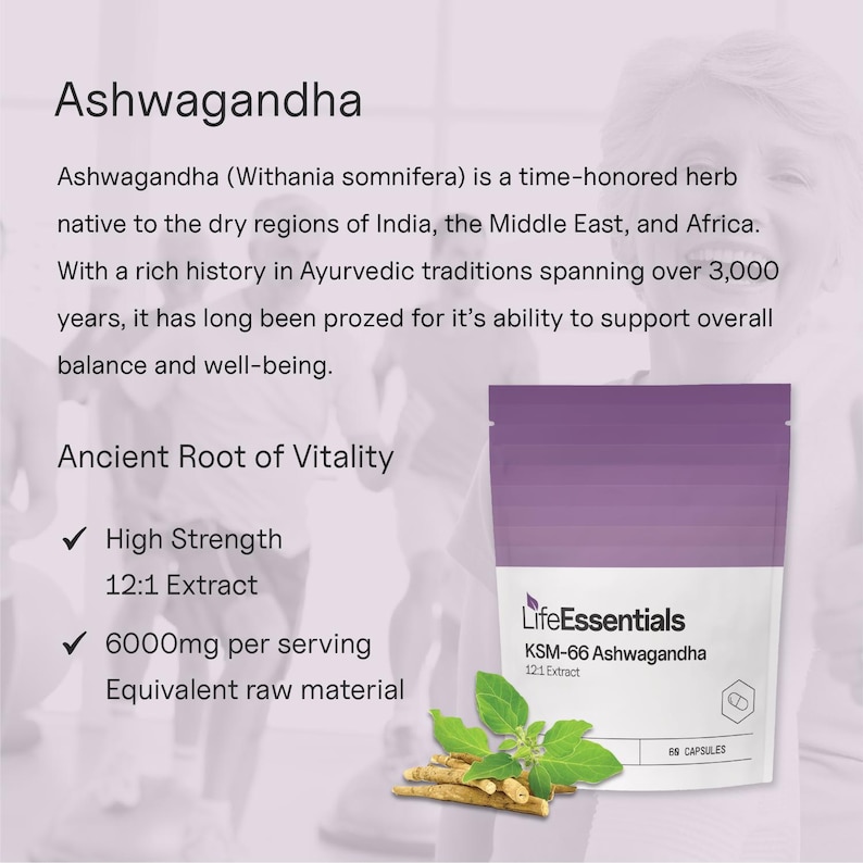 KSM-66® Ashwagandha - 12:1 Extract - 6000mg Equivalent Dose - 500mg x 60 image 2