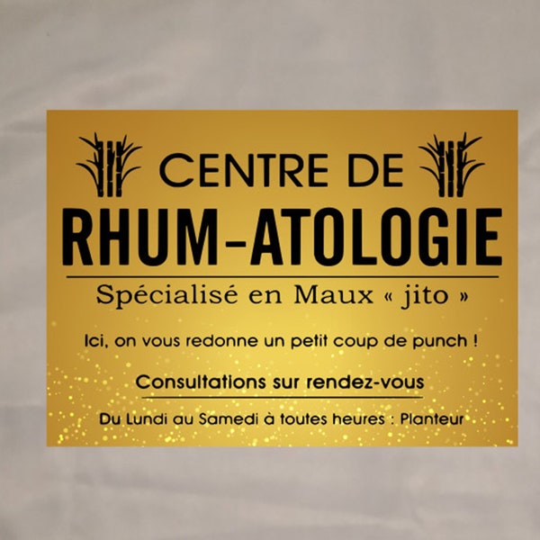 Plaque de rue rhum apologie humour en aluminium lavable