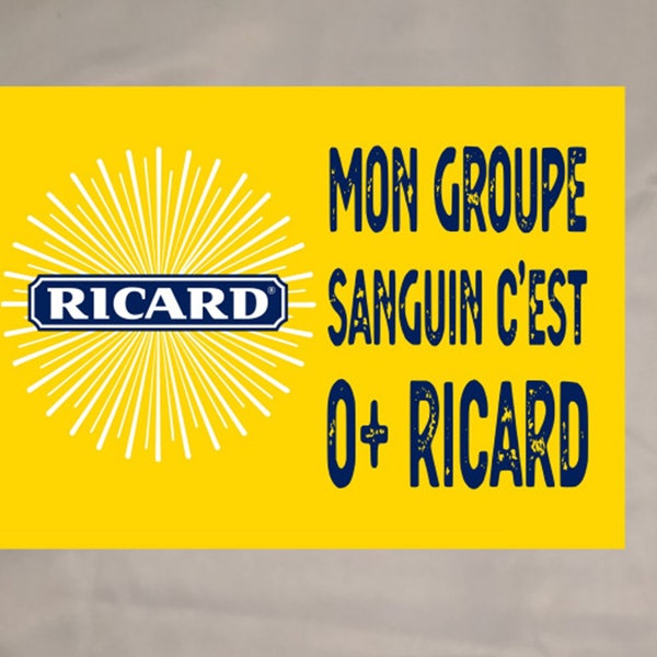 Plaque de rue ricard en aluminium lavable taille 27,5x19.5cm