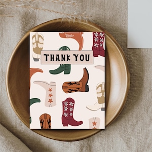 Thank You Card - Western Thank You Card - Cowboy Boot Greeting Card - A2 Card