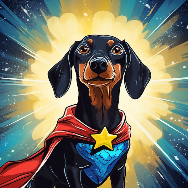 Custom Superhero Pet Portrait, * One Dog Per Fee * Digital Only Comic-Style Pet Art, Personalised Gift for Pet Lovers