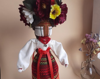 Ukrainische Souvenir Puppe, traditionelle Puppe auf dem Holzständer, Amulett für zu Hause, Wohnkultur, Regaldekoration