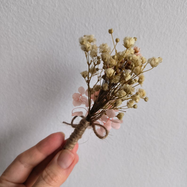 Blush champagner getrocknete Blumen Krone für die Hochzeit, rosa Stirnband für die Braut, rustikaler Haarschmuck, konservierter Schleierkraut Hortensien Haarschmuck Bild 7