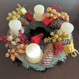 Rustic Adventkranz, Advent wreath, table Christmas decor, table centerpiece, fireplace decoration, Christmas mantel decor, natural materials
