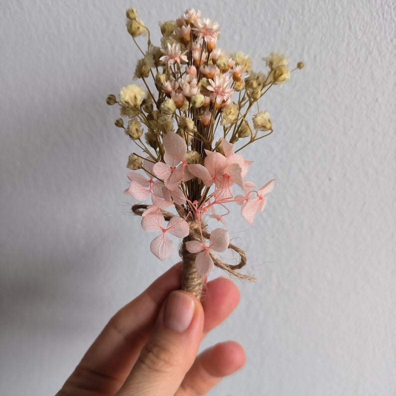 Blush champagne dried flower crown for wedding, pink headband for bride, rustic hair accessories, preserved babys breath hydrangea hairpiece imagem 6