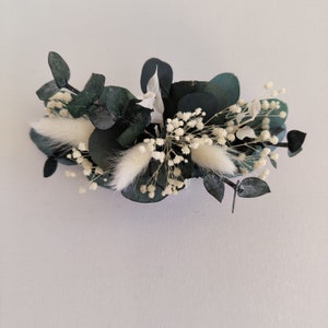 Haarschmuck aus Trockenblumen, Hochzeit Steckkamm, Trockenblumen Brautfrisur, Kamm mit Eukalyptus stabilisierten Schleierkraut Bild 5