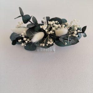 Haarschmuck aus Trockenblumen, Hochzeit Steckkamm, Trockenblumen Brautfrisur, Kamm mit Eukalyptus stabilisierten Schleierkraut Bild 3