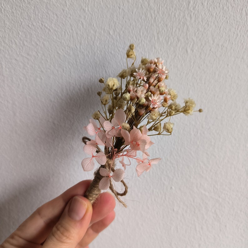 Blush champagner getrocknete Blumen Krone für die Hochzeit, rosa Stirnband für die Braut, rustikaler Haarschmuck, konservierter Schleierkraut Hortensien Haarschmuck Bild 8