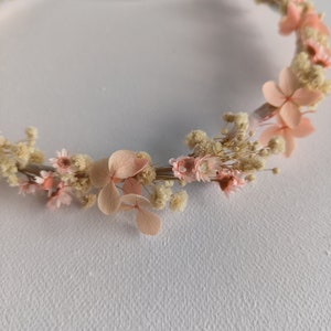 Blush champagner getrocknete Blumen Krone für die Hochzeit, rosa Stirnband für die Braut, rustikaler Haarschmuck, konservierter Schleierkraut Hortensien Haarschmuck Bild 2