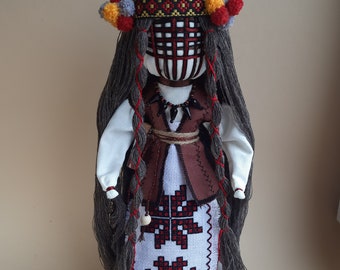 Ukrainische handgefertigte Puppe, traditionelle Puppe auf dem Holzständer, Amulett für Zuhause, einzigartiges Wohndekor, Regaldekoration, Geschenk für Freund