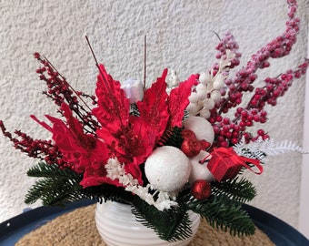 Christmas decor for table, holiday decor, Christmas tabletop decor, red Christmas decor, table centerpiece, Gift for Christmas