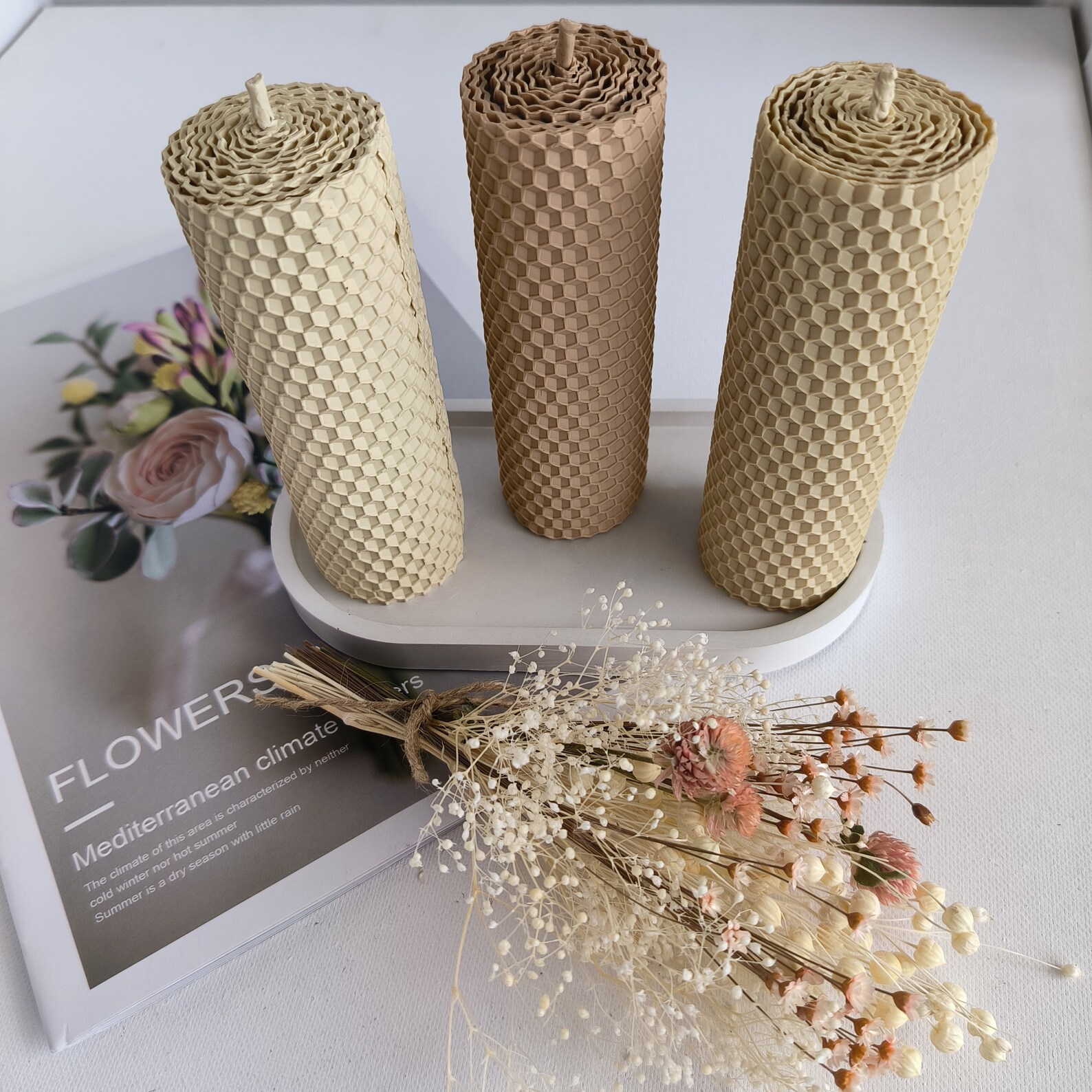 Beeswax Candles Pastel Color, Hand Rolled, Gift for Her, Not Allergic ...