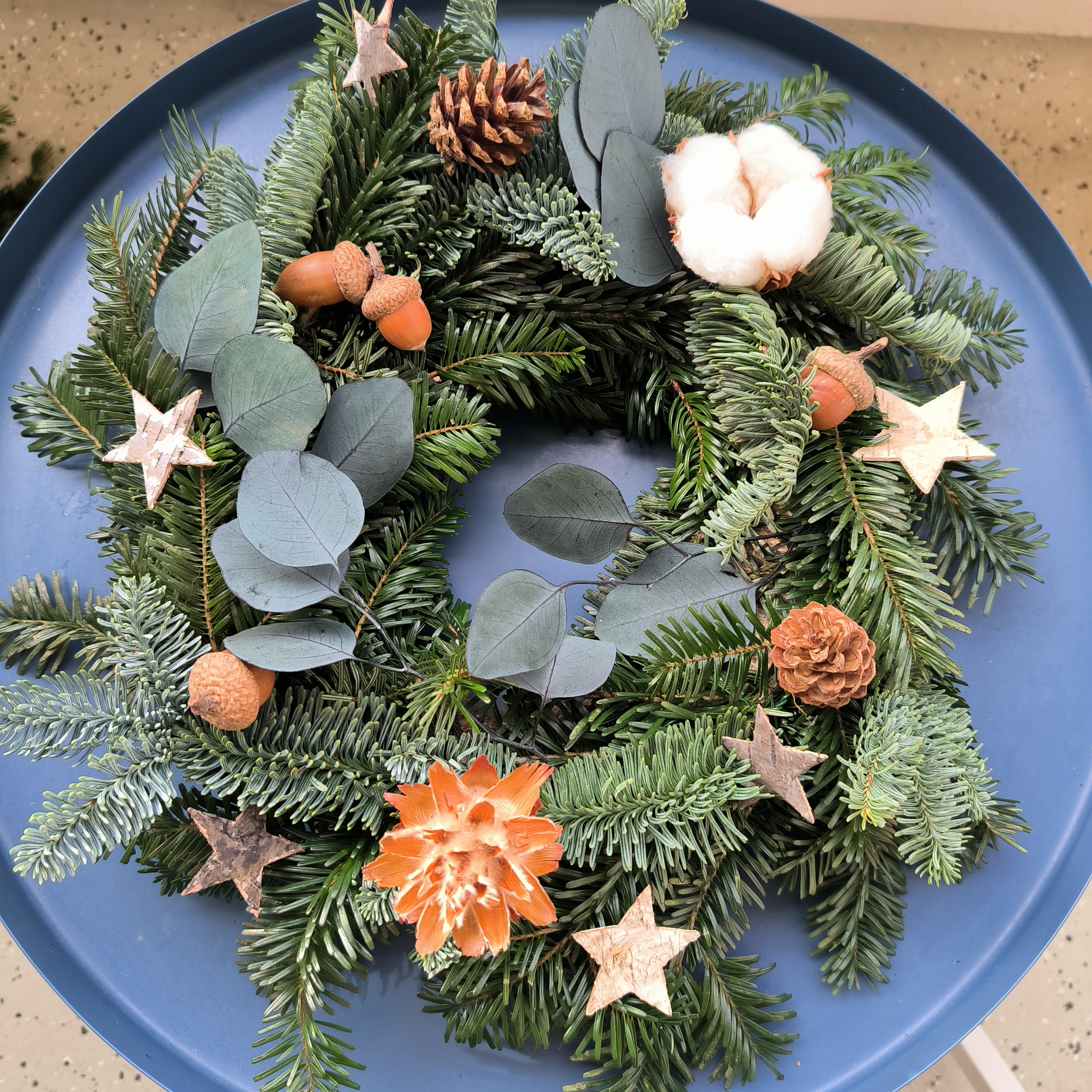 Adventskranz Naturkranz, Weihnachtskranz, Türkranz Weihnachten, Weihnachten Geschenk, Frische Nadeln, Natürliche Materialen