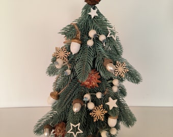 Weihnachtsbaum, mini albero di Natale rustico, arredamento da tavola minimalista natalizio, Weihnachtsgeschenk, Mini albero con ghiande e pigne