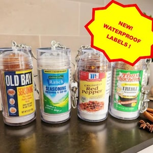 Mini kryddnyckelring, bärbara kryddburkar, resepresent