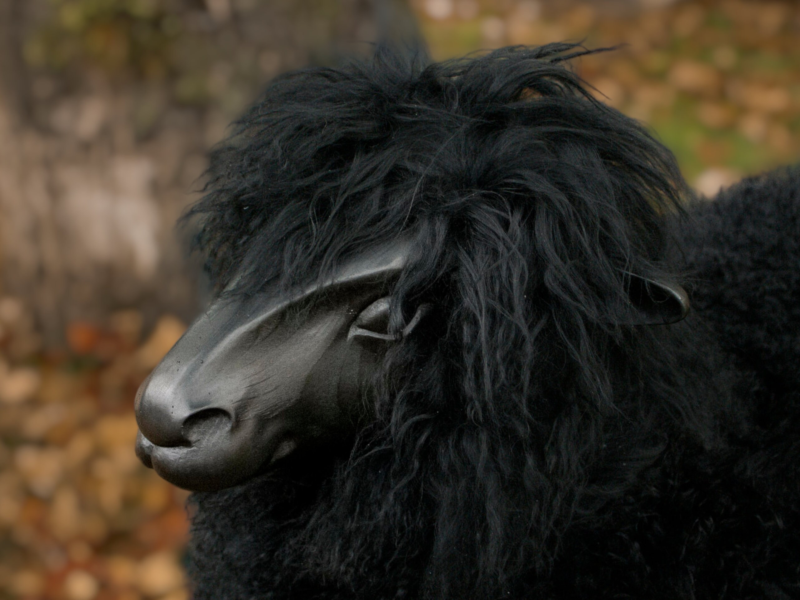 Handcrafted Black Sheep Sculpture: Lalanne Style Sheepskin Chair