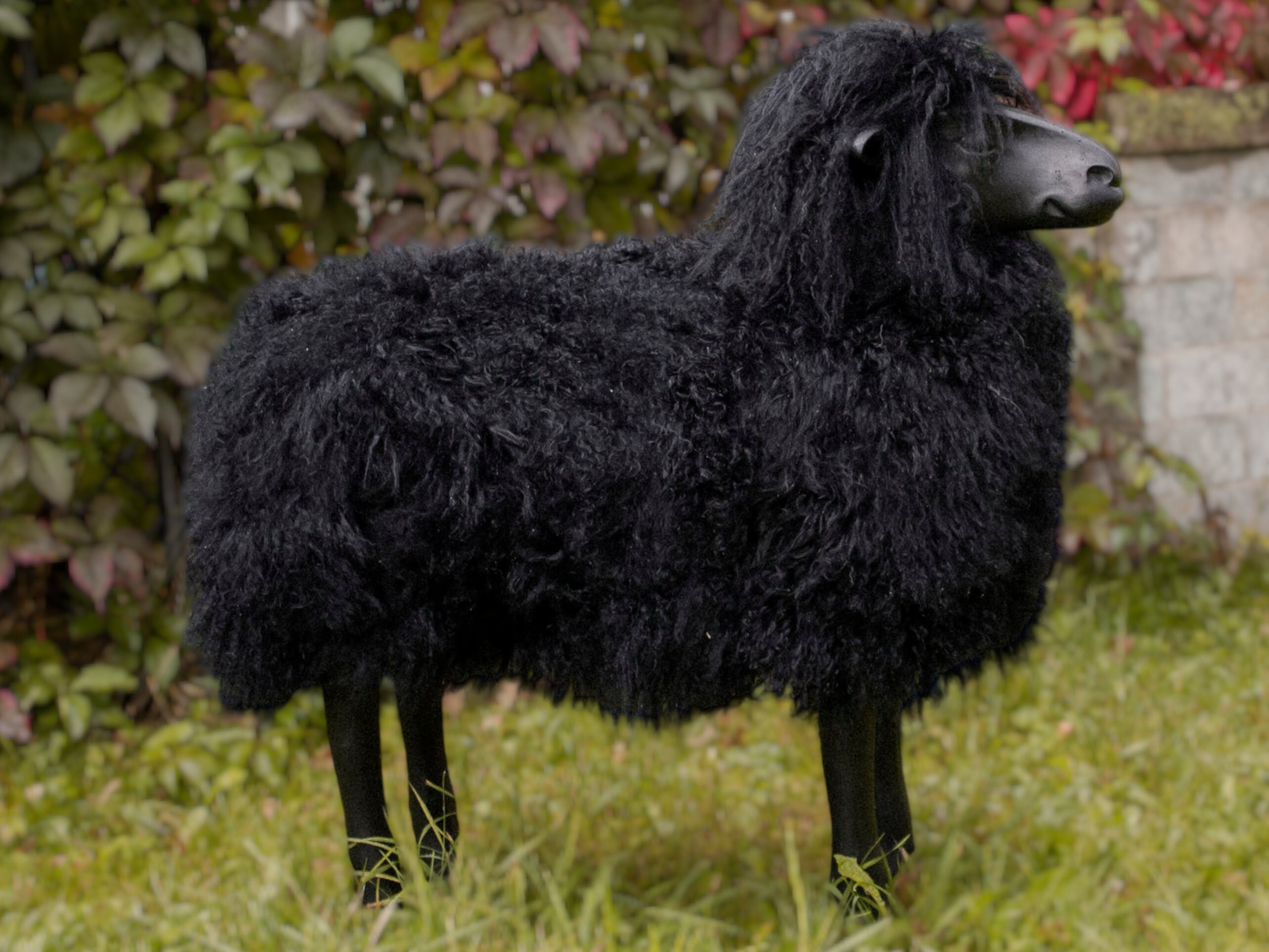 Handcrafted Black Sheep Sculpture: Lalanne Style Sheepskin Chair