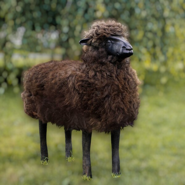 Brown Sheep in style of the famous Lalanne sheep.Small herd of such sheep is in the spotlight.Also,guests can sit right on their soft backs