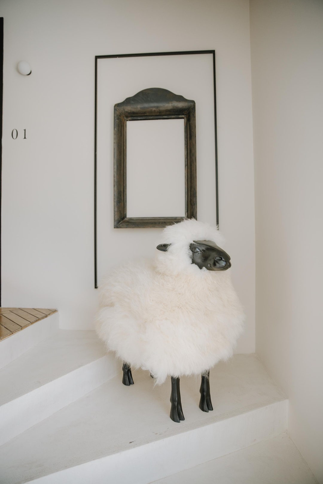 専用です　SHEEP FUR Lalanne Style Sheep Statue: Natural Sheepskin & Beechwood