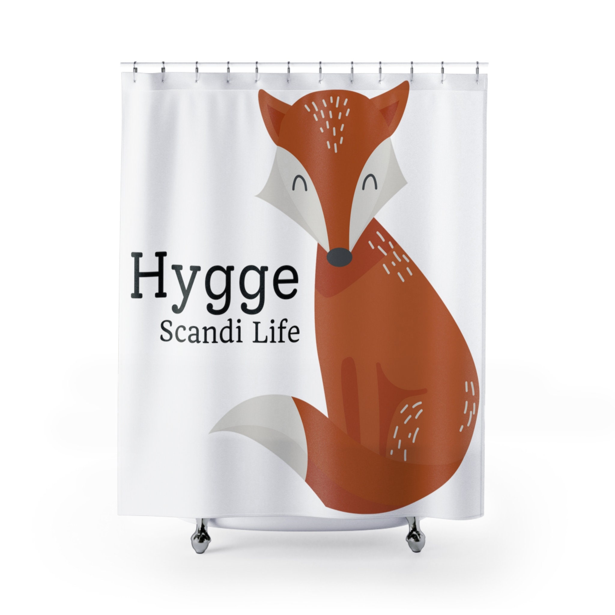 Scandinavian Shower Curtains Hygge Fox Bathroom Décor 