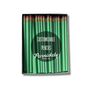 Pastel Green Custom Pencils | Personalized Pencils | Wedding Favors | Party Favors | Business Branding | Bulk Pencils | Holographic Foil