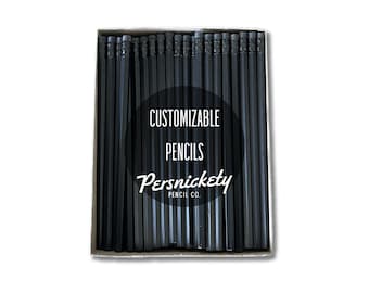 All Black Custom Pencils | Personalized Holographic Foil, Party Favors