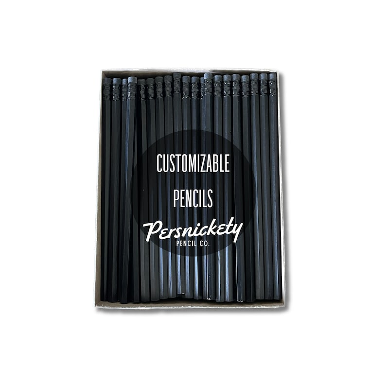 All Black Custom Pencils Holographic Foil Personalized Pencils Wedding Favors Party Favors Business Branding Bulk Pencils image 1