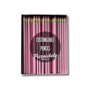 Pastel Pink Custom Pencils | Personalized Pencils | Wedding Favors | Party Favors | Business Branding | Bulk Pencils | Holographic Foil